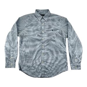 Ralph Lauren Mens XL Blue Plaid Slim Fit Performance Shirt Cotton Blend